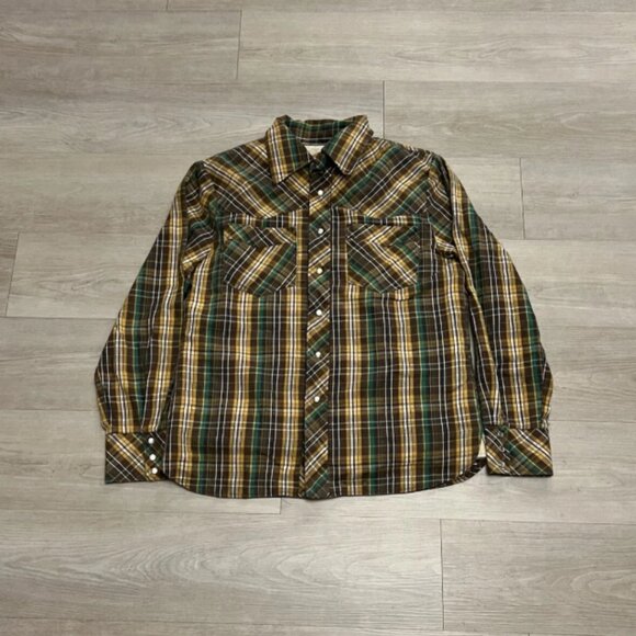 Vintage 70s 80s Larry Mahan Western Plaid Sherpa Shacket Flannel Jacket Size M